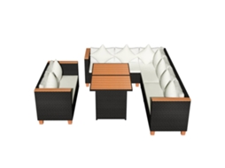 Maison Exclusive - 5 Pcs Conjunto Lounge De Jardim C/ Almofadões Vime Pe Preto