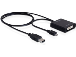 Adaptador de Interface DeLOCK MHL + USB-A/DVI MHL/USB-A DVI 24+1 Preto