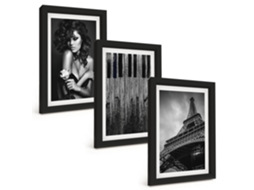 Quadros Decorativos Para Parede Retrato De Uma Mulher Com Uma Rosa Eiffel Moldura Preta Quadros Para O Escritório Espelharte (3 Peças 20x30 Cm)