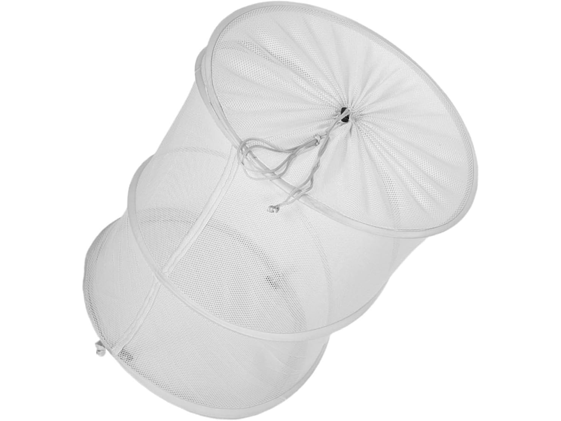 Cesto de Roupa Resistente e Dobrável com Cordão, em Tecido Malha, Versátil para Uso Lavanderia CHABERLU
