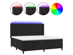 Cama Box Spring VIDAXL Colchão/LED (Preto - Veludo - 200 x 200 cm)