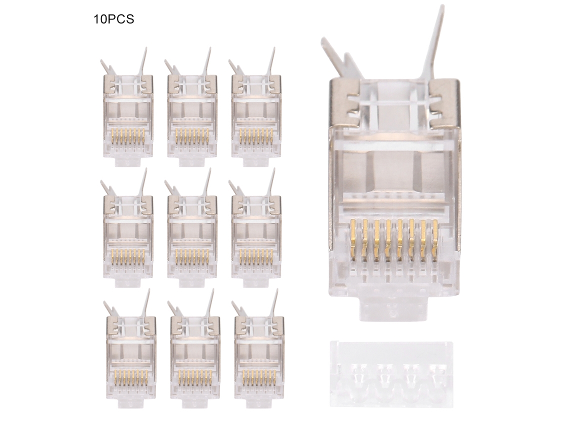 Aetheria 10 Pcs Conectores Rj45 Blindados Cat7 30gip para Cabo Ethernet Rede Servidor 8p8c
