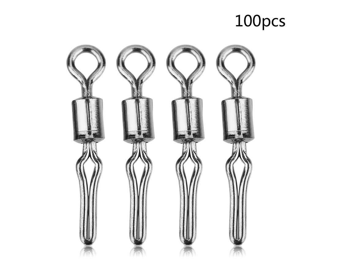 100 Conectores Rotativos Aço Inox Pesca 10