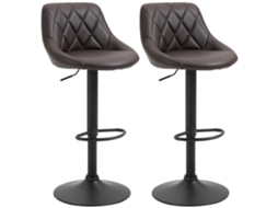 Conjunto de 2 Banquetos de Bar BTFORUS Ajustáveis, com Encosto, Apoio para Pés, em Metal e Couro Sintético