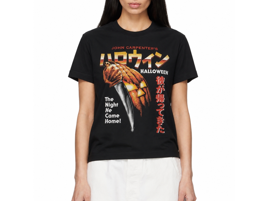 Rockinstone Halloween Movie Night He Came Home Japanese Black Adult T-shirt Size:xxxl
