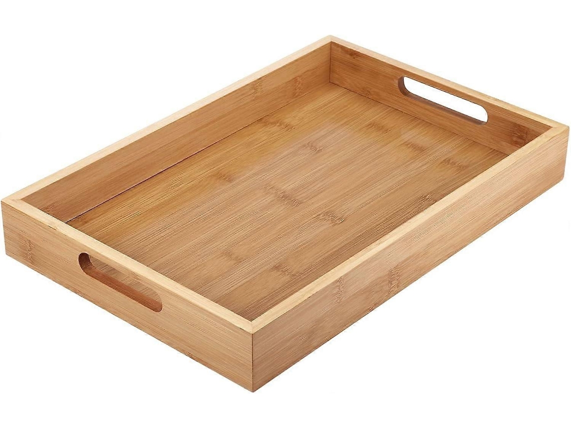 Lurelia Bandeja Pequeno-almoço Retangular Bambu 38 X 25 X 5 Cm Para Chá, Café E Snacks
