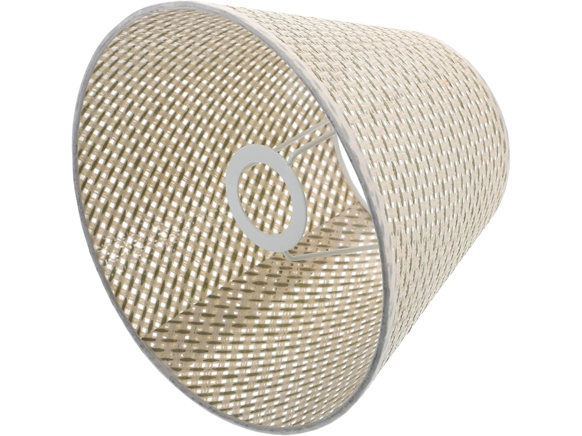 Abajur de Mesa Decorativo Artesanal em Rattan Bege Trançado, Ideal para Casa e Sala de Estar. SFUSHOS