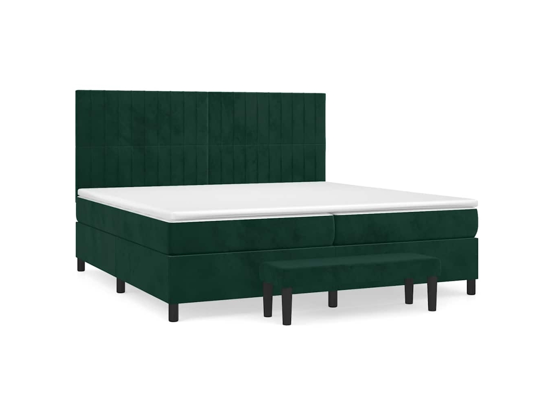 Cama com Molas/colchão 200x200 Cm Veludo Verde escuro MAISON EXCLUSIVE