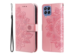 Capa De Celular Em Couro Com Estampa De Flores De 7 Pétalas Para Samsung Galaxy M33 5g Global