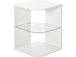 Mesinha Auxiliar de Sala de Estar Melamina de Madeira, Vidro Cor Branco 40x40x56cm Homcom