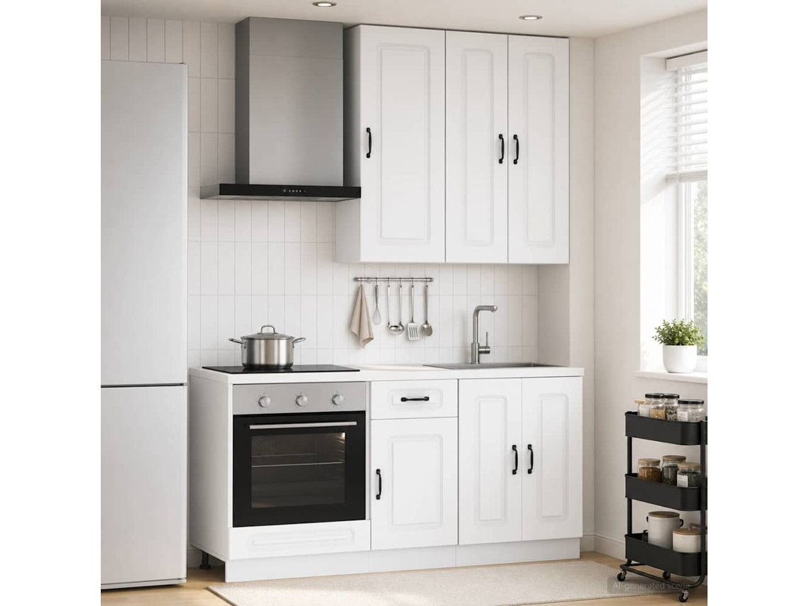 Vidaxl Unidade De Cozinha Kalmar 5 Unid. Branco Derivados De Madeira