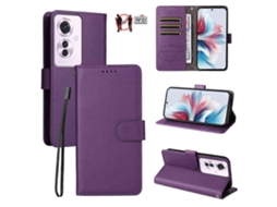 Capa Carteira De Couro Com Textura De Lichia E Bloqueio Rfid Para 3 Cartões, Compatível Com Oppo Reno11 F / Oppo F25 Pro.