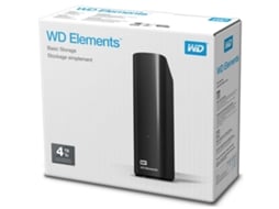 Disco HDD Externo WESTERN DIGITAL Elements (Preto - 4 TB - USB 3.0)