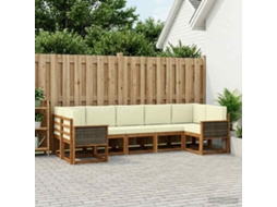 Vidaxl Conjunto De Sofás Para Exterior 7 Pcs Natural E Creme