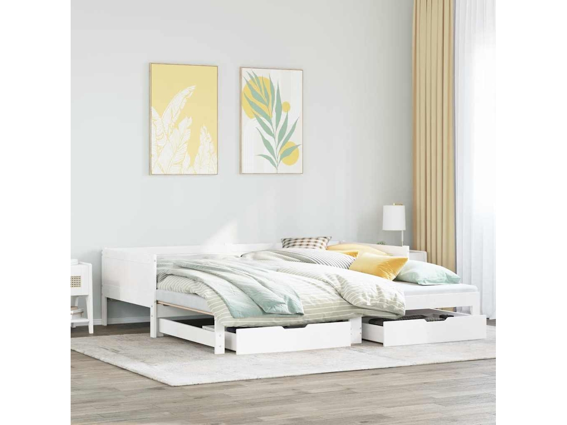 Sofá-cama Com Gavetão E Gavetas Sem Colchão 80x200 Cm Branco