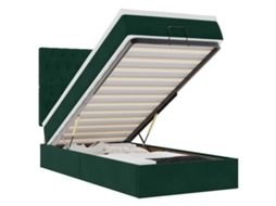 Estrutura Cama Otomana com Colchões Veludo Verde Escuro MAISON EXCLUSIVE (80x200 cm)