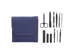 Kit De Manicure Com 12 Ferramentas Em Aço Inoxidável, Portátil Com Capa De Couro Falso Para Viagens E Escritório