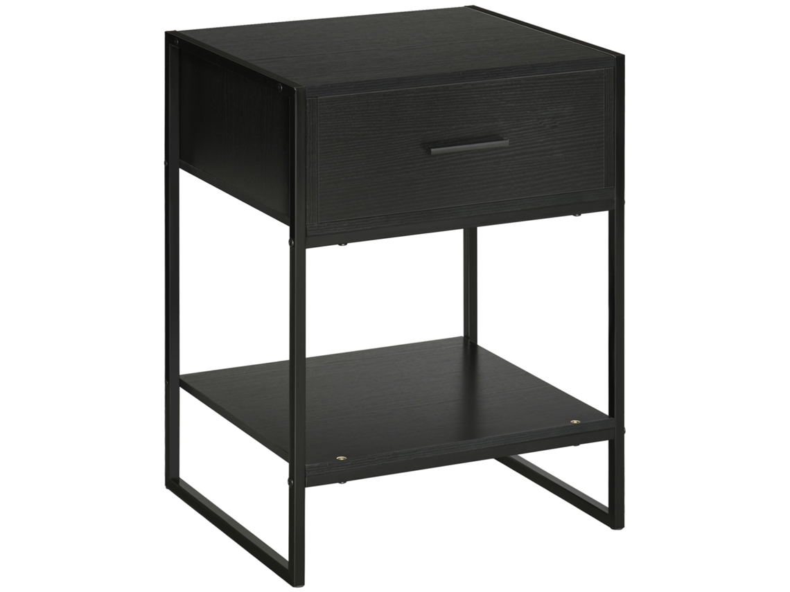 Mesa Cabeceira Com 1 Gaveta E Prateleira, 45x40x60cm, Preto