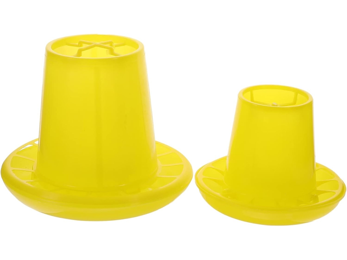 Conjunto De 2 Comedouros De Plástico Amarelo Para Galinhas Com Vários Compartimentos.