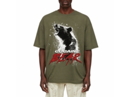 Rockinstone Cocaine Bear Movie Poster Light Solid Military Green Adult T-shirt Size:m