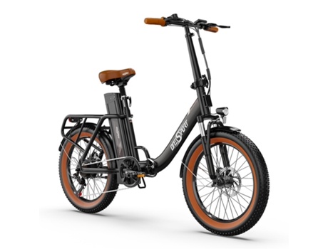 Ot16-2 Bicicleta Elétrica 20 Rodas 250W Motor 48V17Ah Bateria 60Km Alcance Travão Disco Preto e Castanho ONESPORT