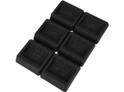 Conjunto De 6 Protetores Borracha Pretos Para Rodízios Móveis,