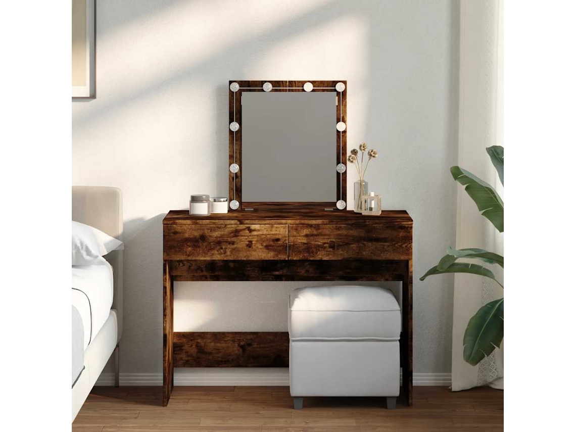 Vidaxl Toucador Com Led 100x40x130 Cm Carvalho Fumado