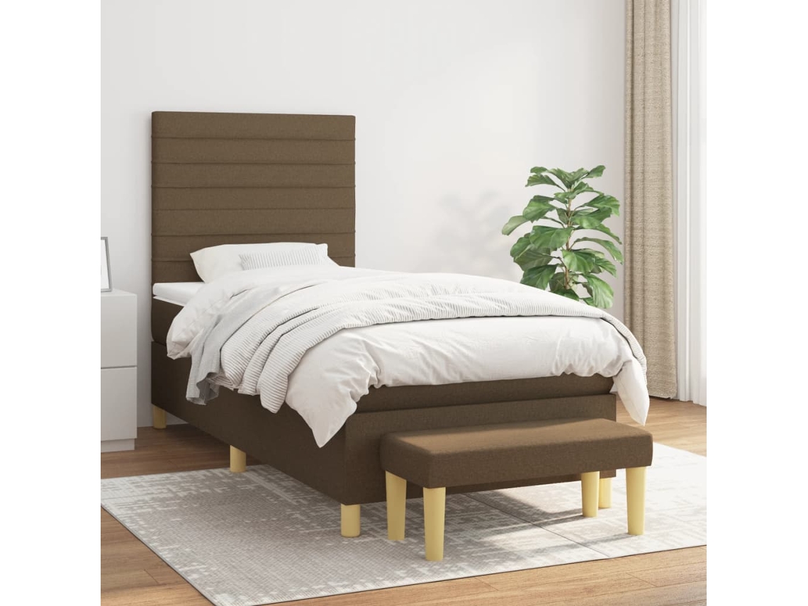 Vidaxl Cama com Molas/colchão 80x200 Cm Tecido Castanho escuro