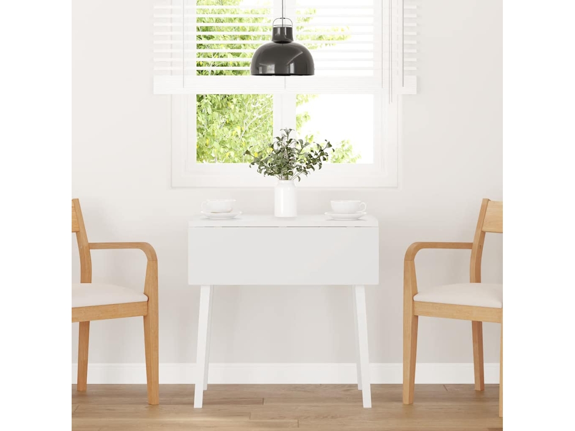Vidaxl Mesa De Jantar Madeira Seringueira Maciça Branco