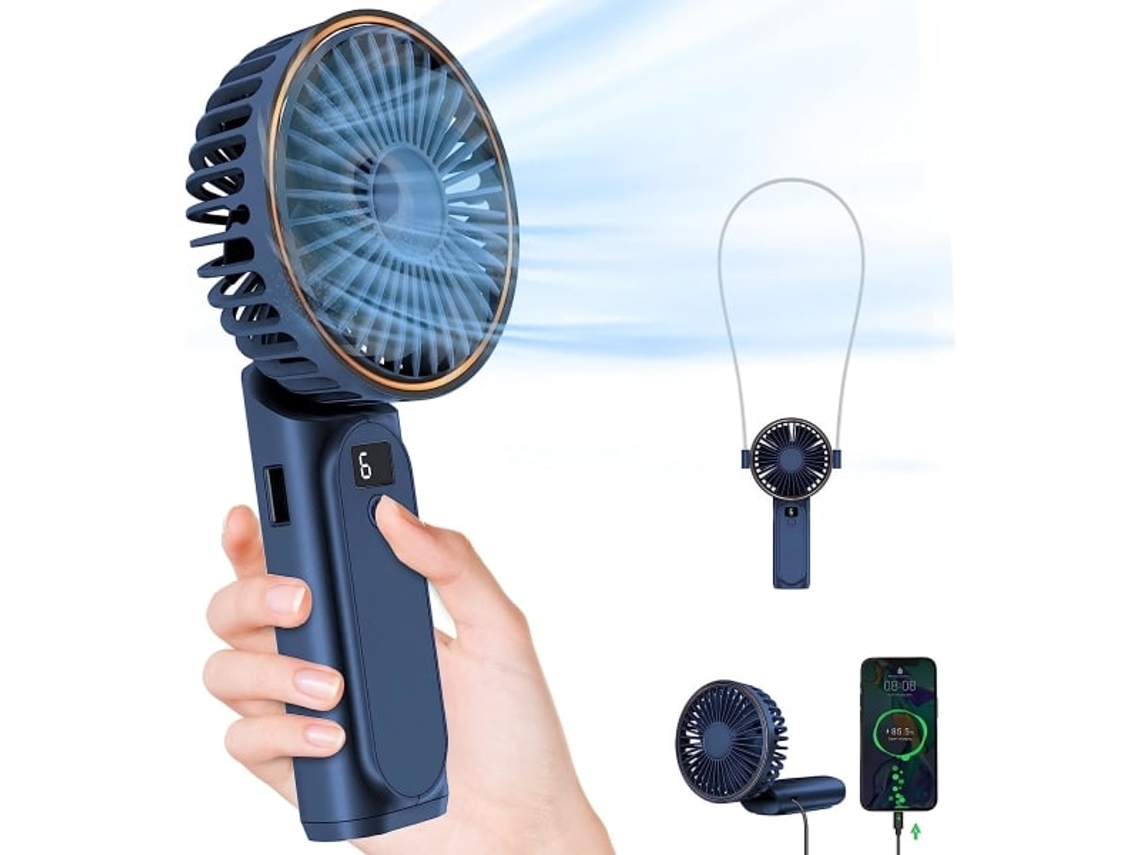 Ventilador Portátil De Mesa De 4000mah, Azul