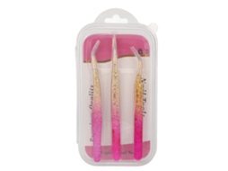 3pcs Pinça De Unhas Em Aço Inoxidável Com Pontas Retas E Curvas Para Manicure E Rhinestones Gradiente Colorido