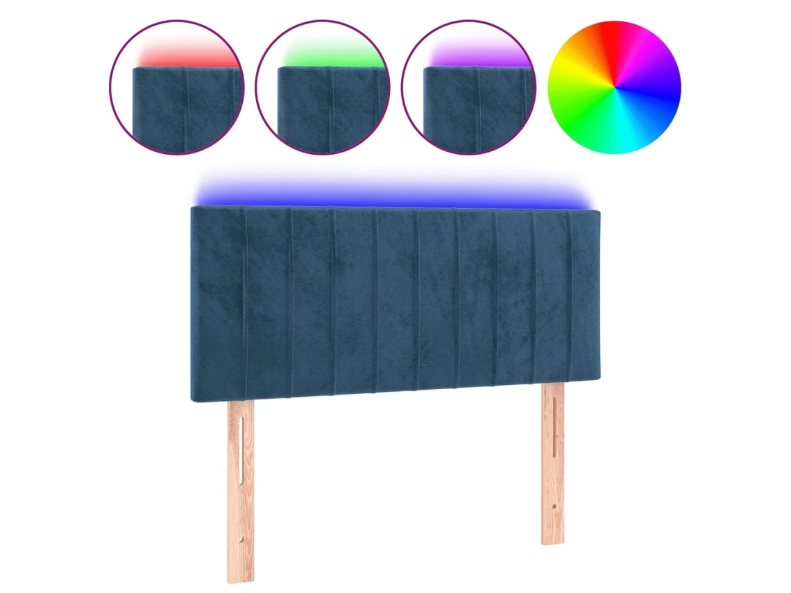 Cabeceira com luzes LED Veludo Azul Escuro MAISON EXCLUSIVE (80x5x78 cm)