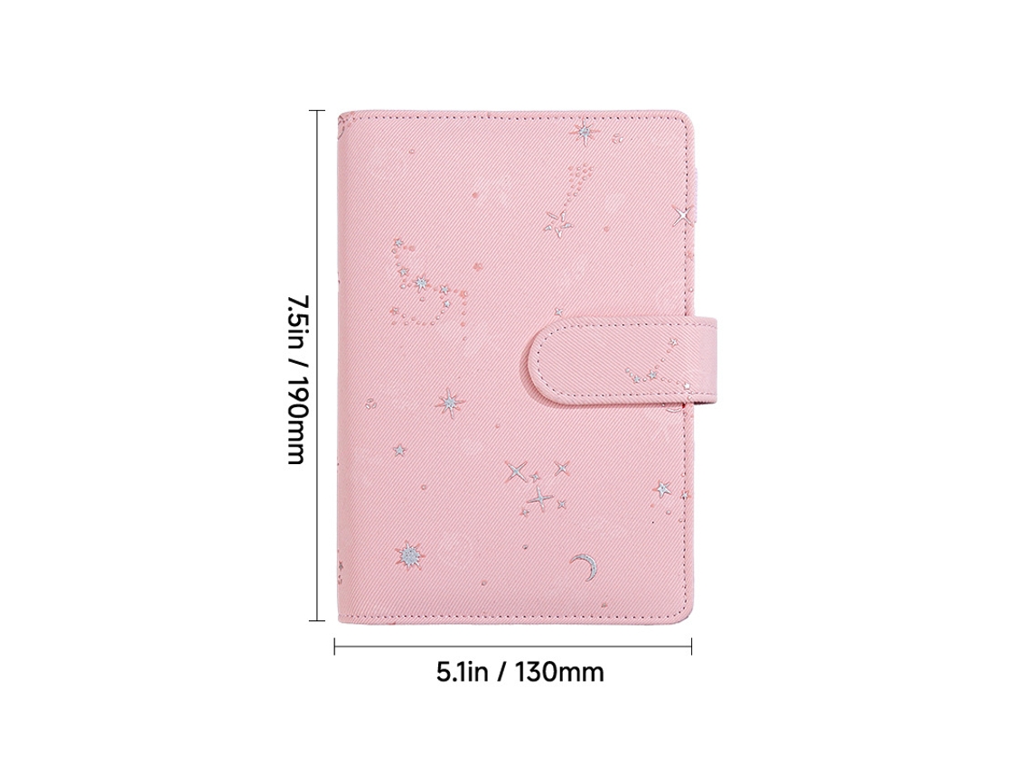 A6 Loose Leaf Notebook With Sparkle Cover, Pink, Detachable Refillable Planner For Students Office Cover Only