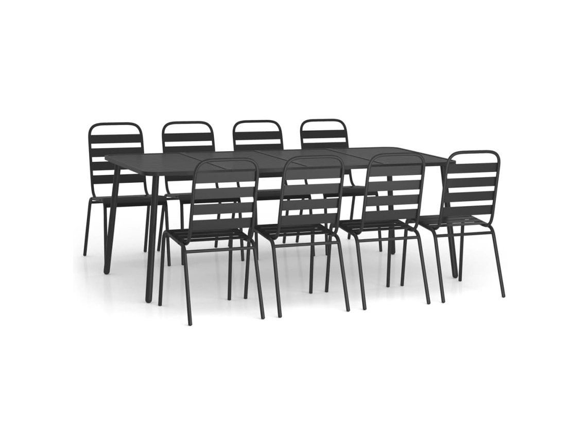 Maison Exclusive - 9 Pcs Conjunto De Jantar Para Jardim Aço Antracite