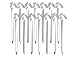 Omni-14 Pregos De Aço Galvanizado Para Tendas De Campanha, Jardinagem, 18cm, Fixos Ao Solo Com Gancho Antiderrapante
