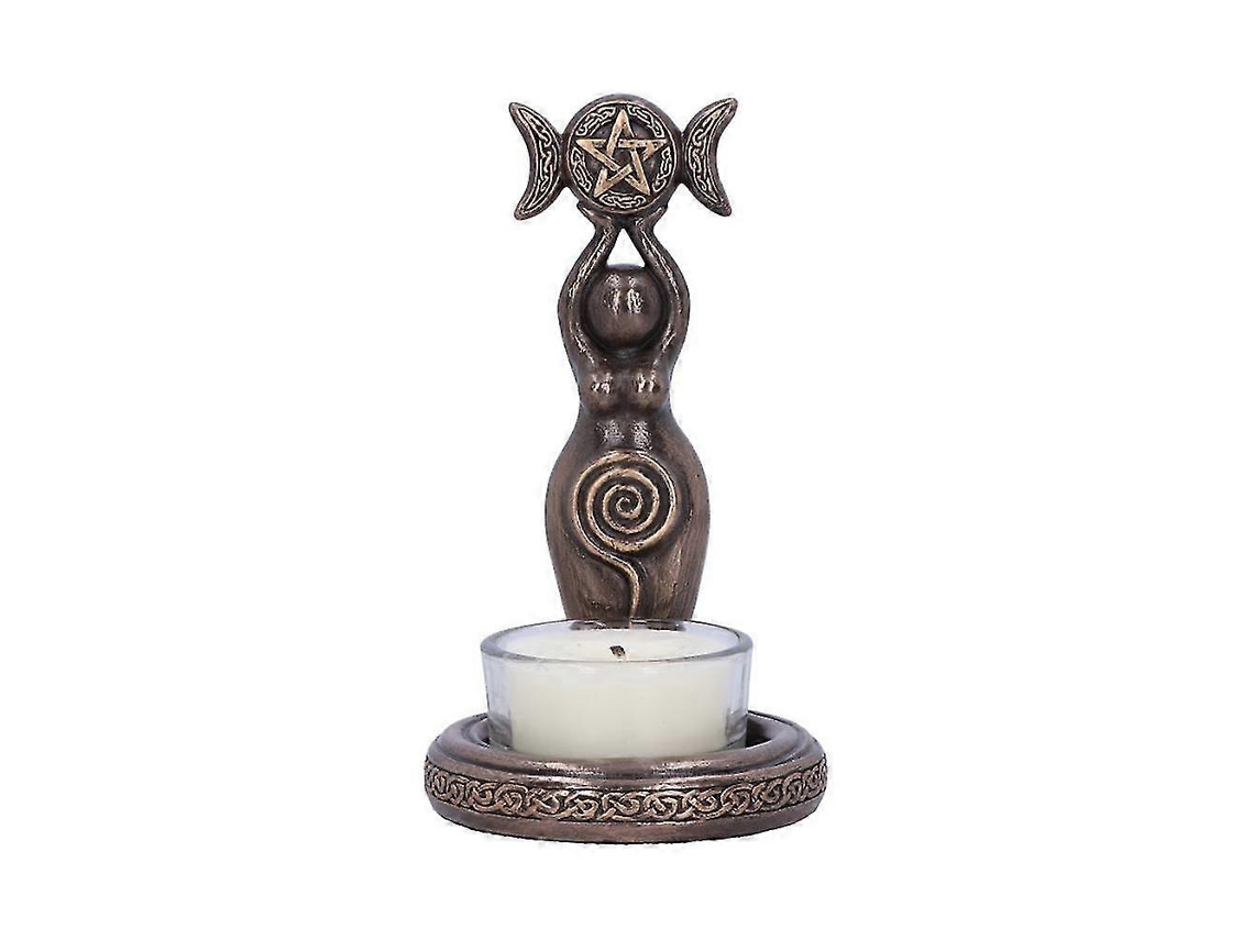 Zk deusa Espiral Estatueta Tripla Lua Castiçal Tealight Escultura de Resina Decoração de Casa BRILVIBERA