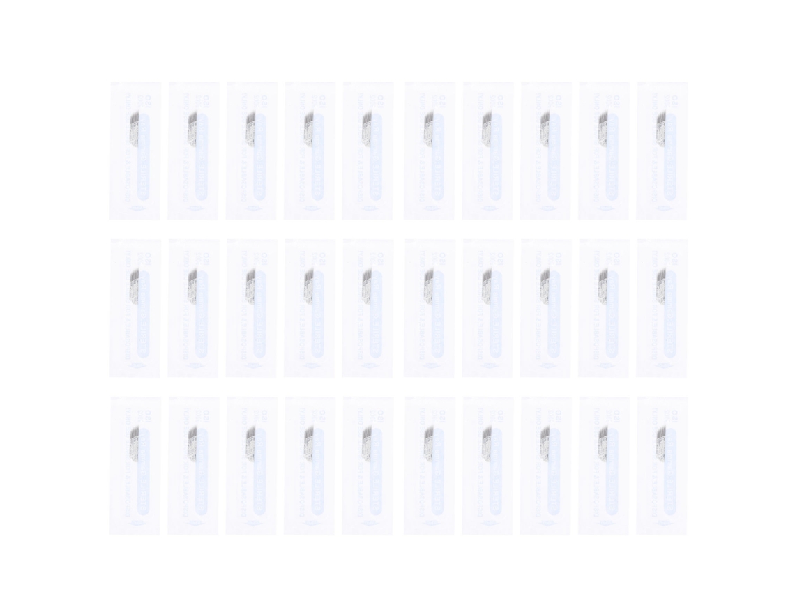 50 Lâminas De Agulha Para Sobrancelha Semipermanente Microblading 0.35mm 2 Fileiras 15pinos