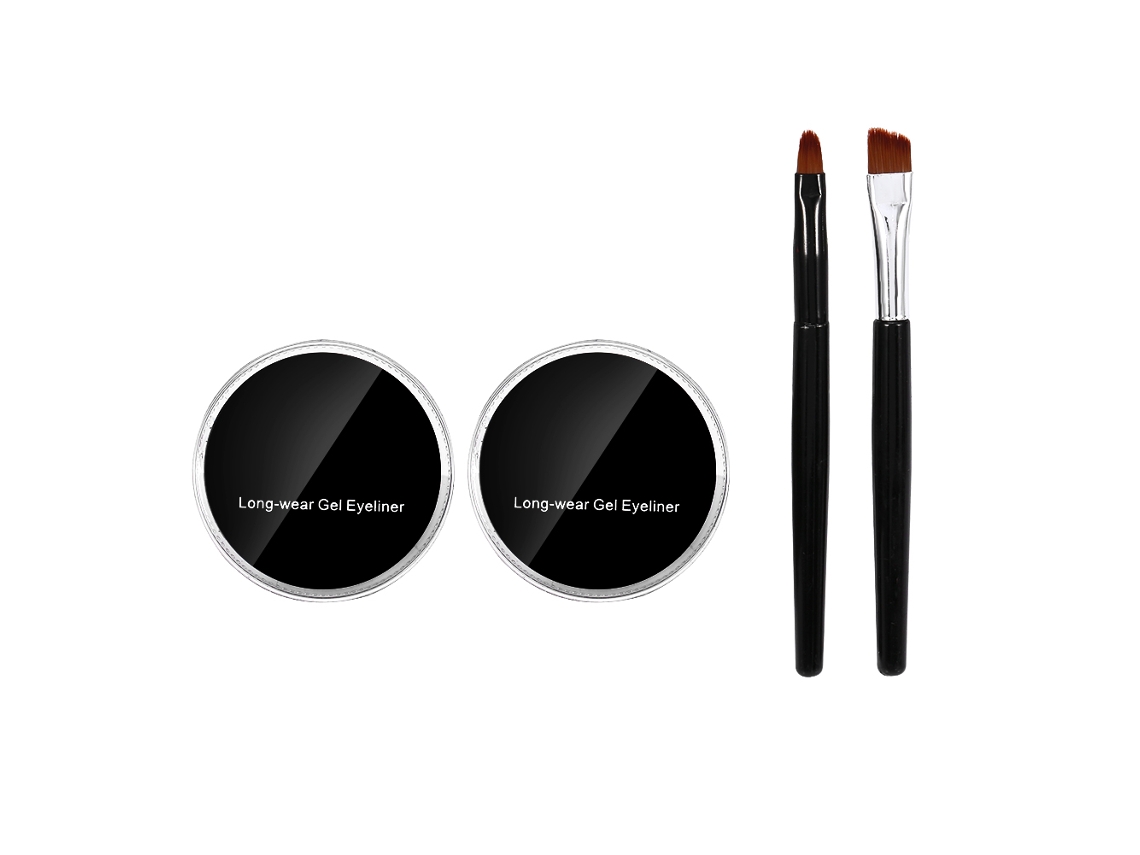 2 Botellas De Lápiz De Ojos En Gel Impermeable Con Pinceles, Largo Duración, Multiuso Para Maquillaje Exquisito