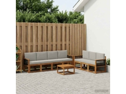 Vidaxl Conjunto De Sofás Para Exterior 7 Pcs Natural E Cinzento-claro