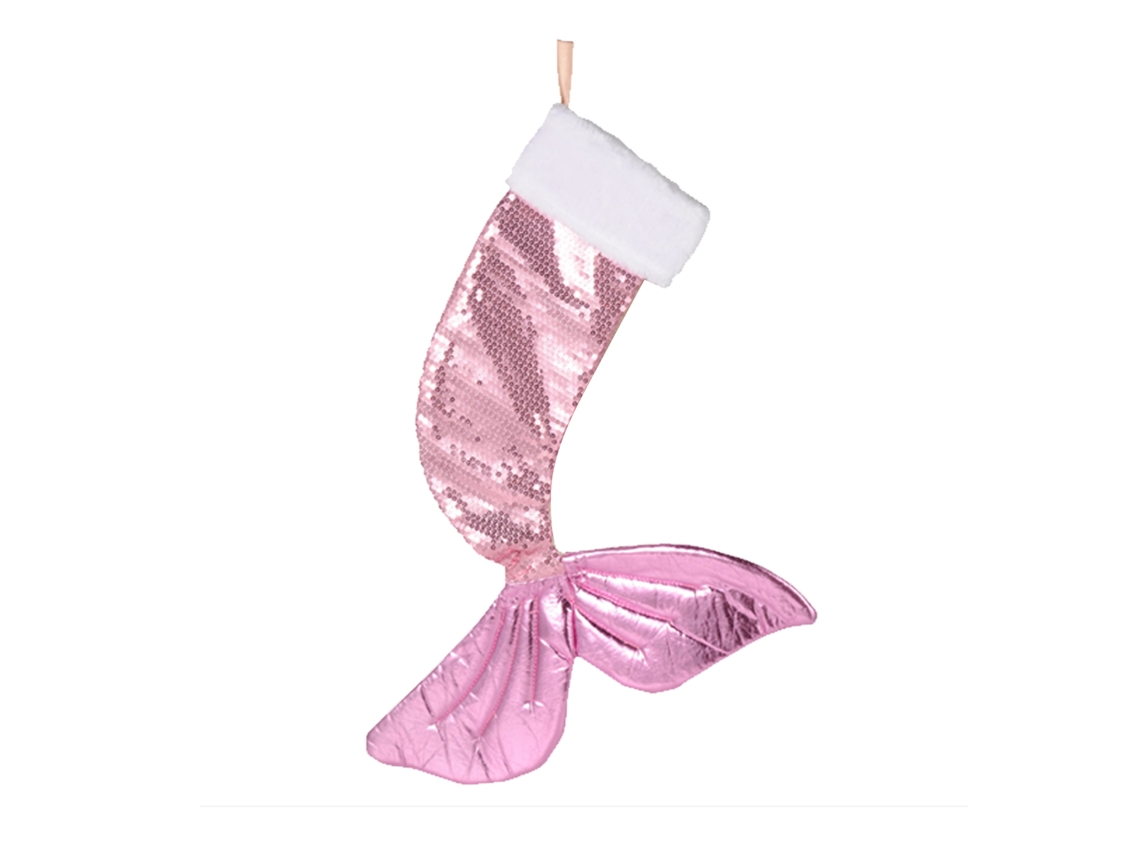 Meias de Natal de sereia rosa com lantejoulas decoração festiva de Natal LAXISCREED