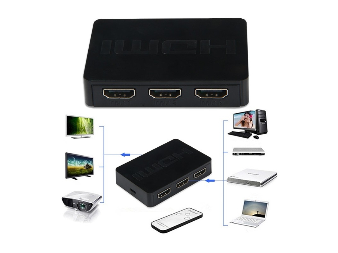 Switch Hub Hdmi 3 Para 1 Com Comando*