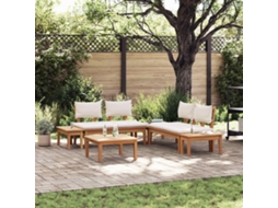 Vidaxl Conjunto De Sofá De Jardim 3 Unid. Marrom E Creme