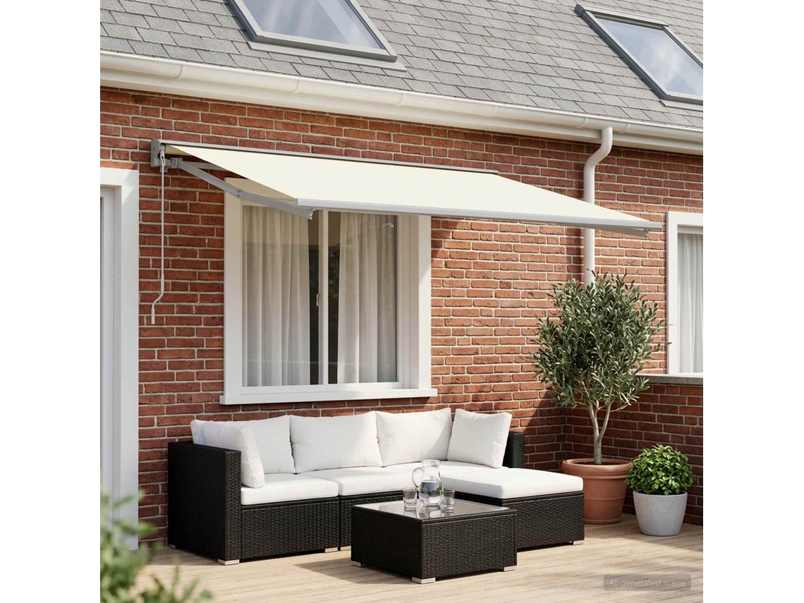 Vidaxl Tecido De Substituição Para Toldo Creme 600 × 350 Cm Poliéster