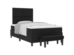 Cama Box com Cabeceira Preto 120 X 190 Cm Tecido MAISON EXCLUSIVE