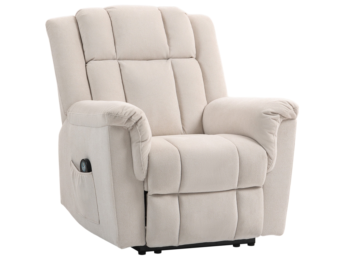 Poltrona Elétrica Relaxante S/MARCA (Massagem, Aquecimento, Encosto Ajustável, bege, 85x91x104cm)
