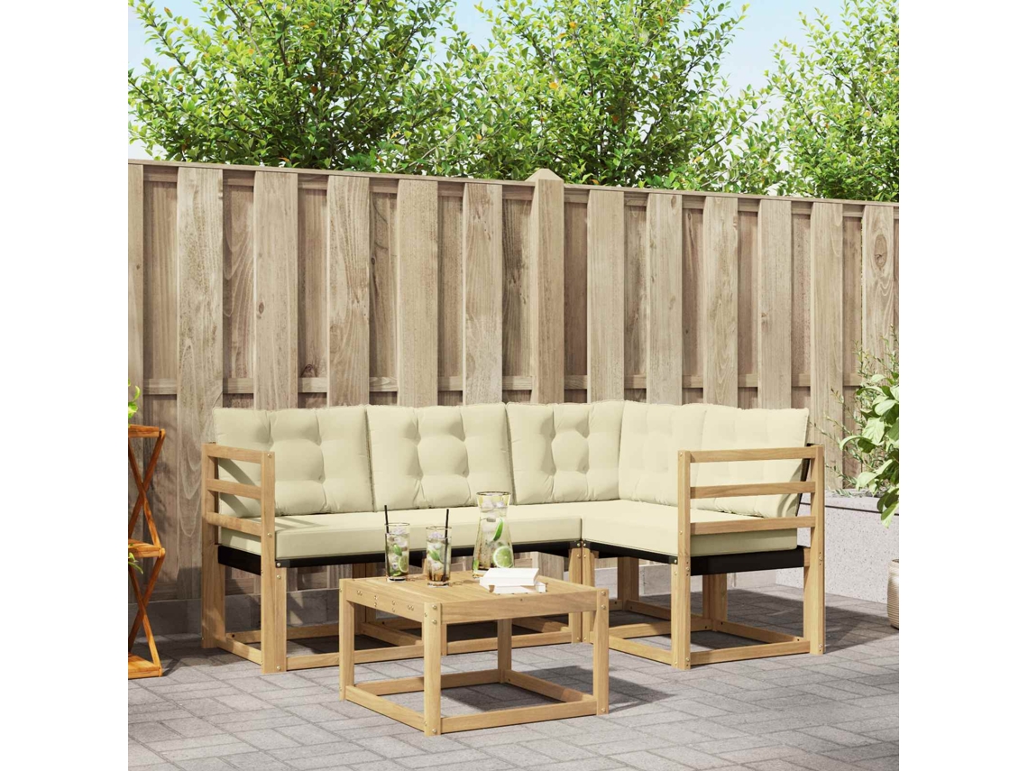 Vidaxl Conjunto De Sofás Para Exterior 5 Unid. Branco E Creme
