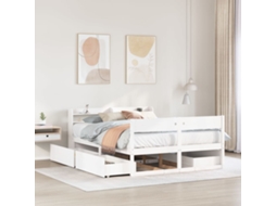 Cama Sem Colchão 140x190 Cm Madeira De Pinho Maciça Branco
