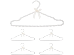 Conjunto 5 Cabides Brancos Contas 40 Vestidos Noiva Varal Decorativo Antiderrapante Secar Roupas Versátil GOKOCO