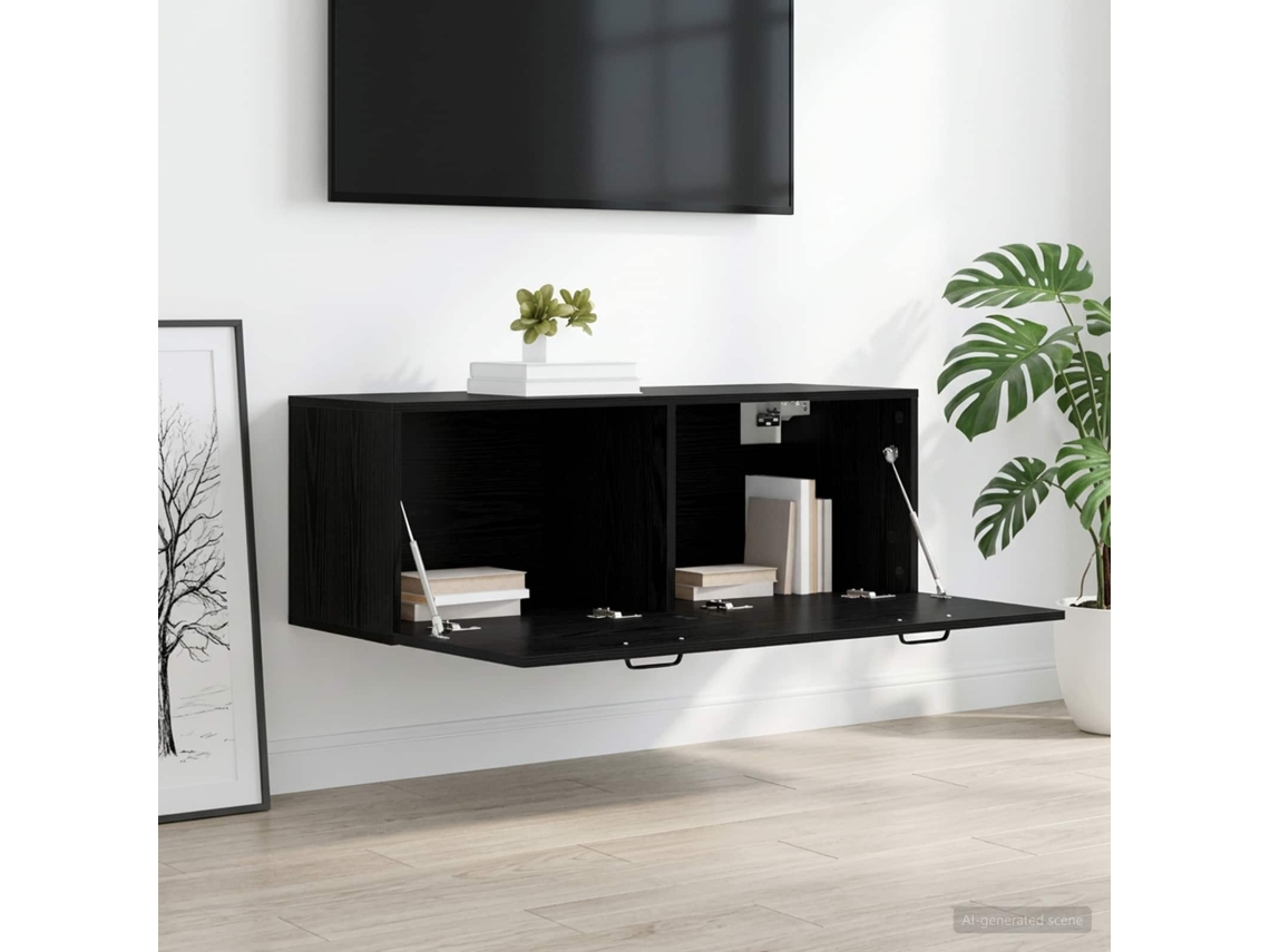 Vidaxl Armário De Parede Carvalho Preto 100 X 36,5 X 35 Cm