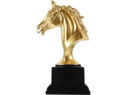 Estátua De Cabeça De Cavalo Em Resina Dourada, 95 X 7 X 19 Cm, Troféu Decorativo Para Escritório E Mesa De Casa Estátua De Cabeça De Ca Gokoco